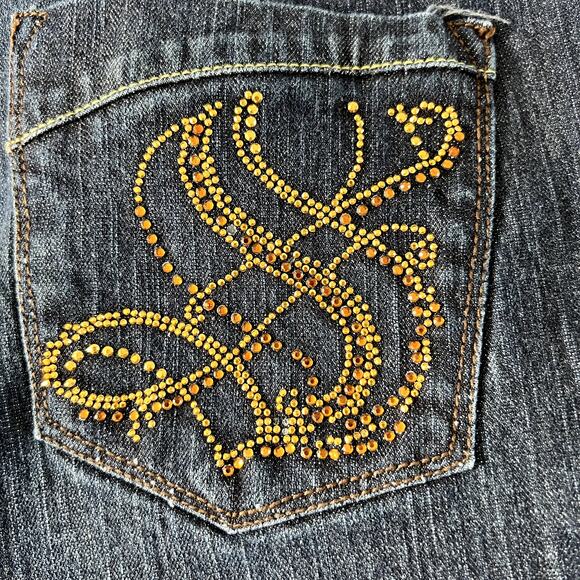 Southpole Y2K Cropped Denim Jeans Bedazzled Back Pockets Size 9 Streetwear Urban - Picture 5 of 8